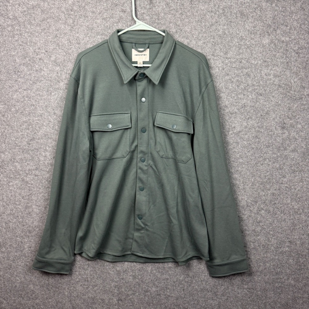 Industry Supply Co Mens Sage Green Snap Front Shirt Jacket‎ Shacket Size Large